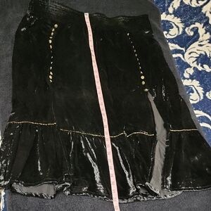 Shyanne Black Velvet Skirt with Gold Accents